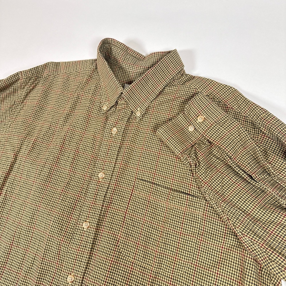 Viyella  Shirt Mens XL Tan Plaid Cotton Wool Blend Long Sleeve Button Down
